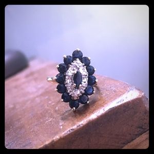 Sapphire and diamond vintage gold ring